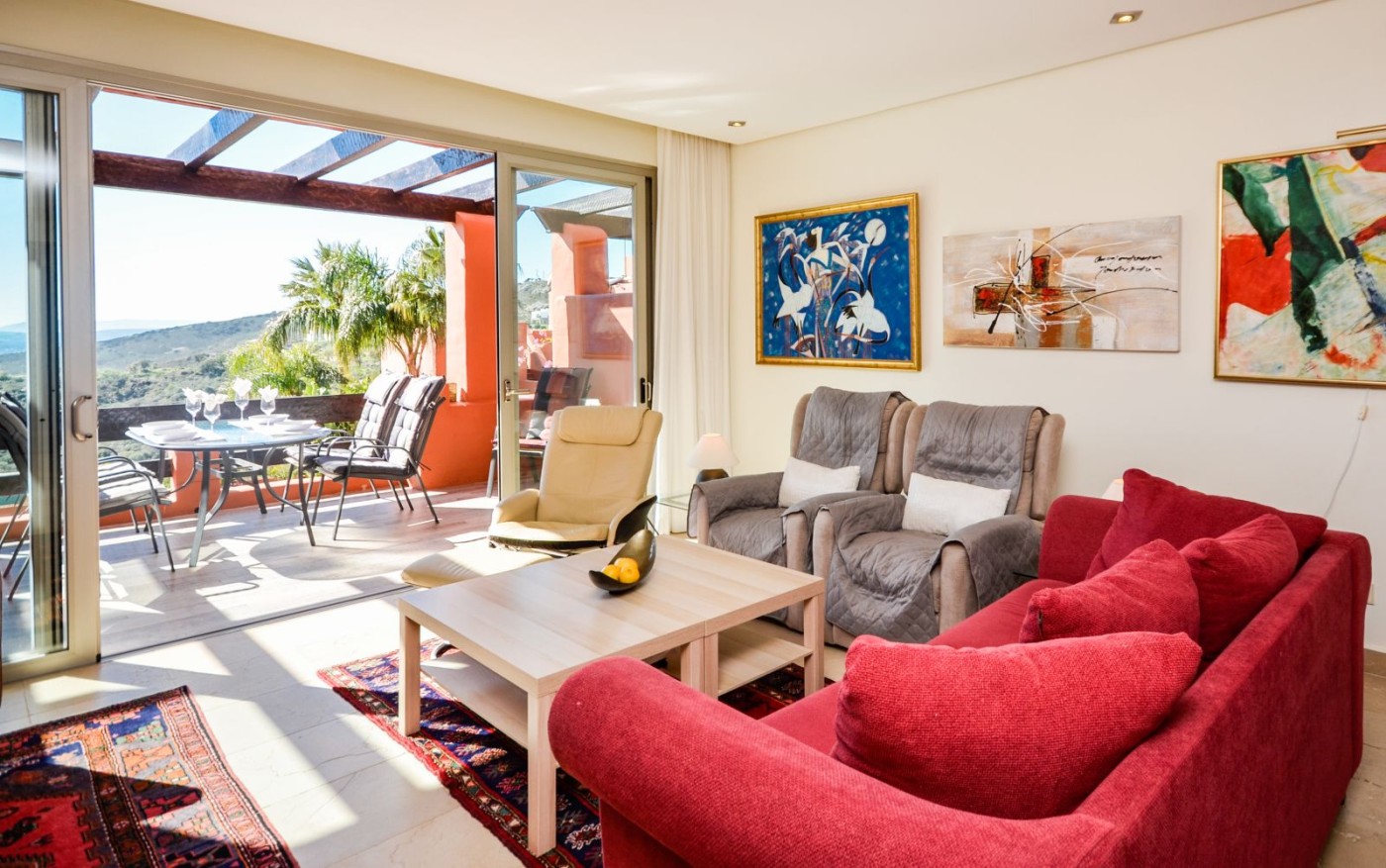 Living room with terrace.